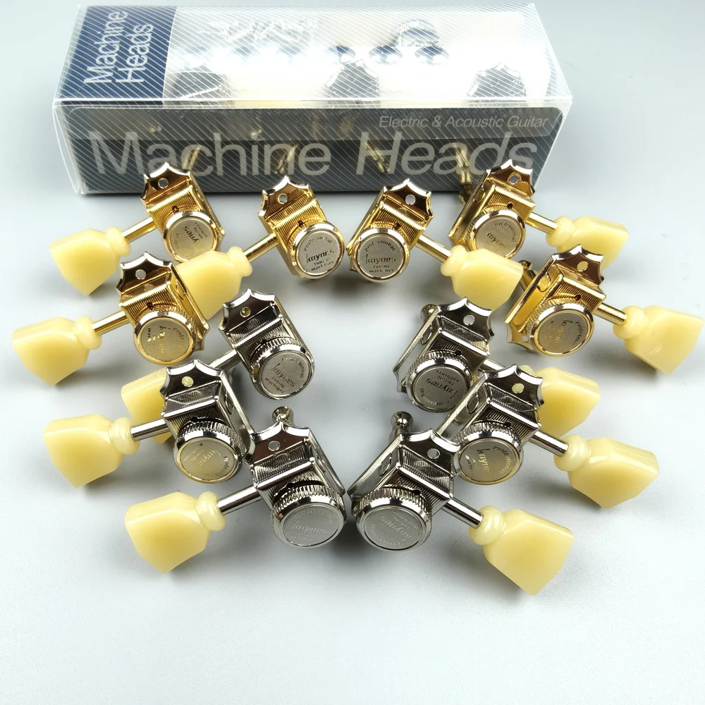 1 Set 3R3L Vintage Deluxe Locking Electric Guitar Machine Heads Tuners For LP SG Electric Guitar Nickel Silver Gold Tuning Pegs