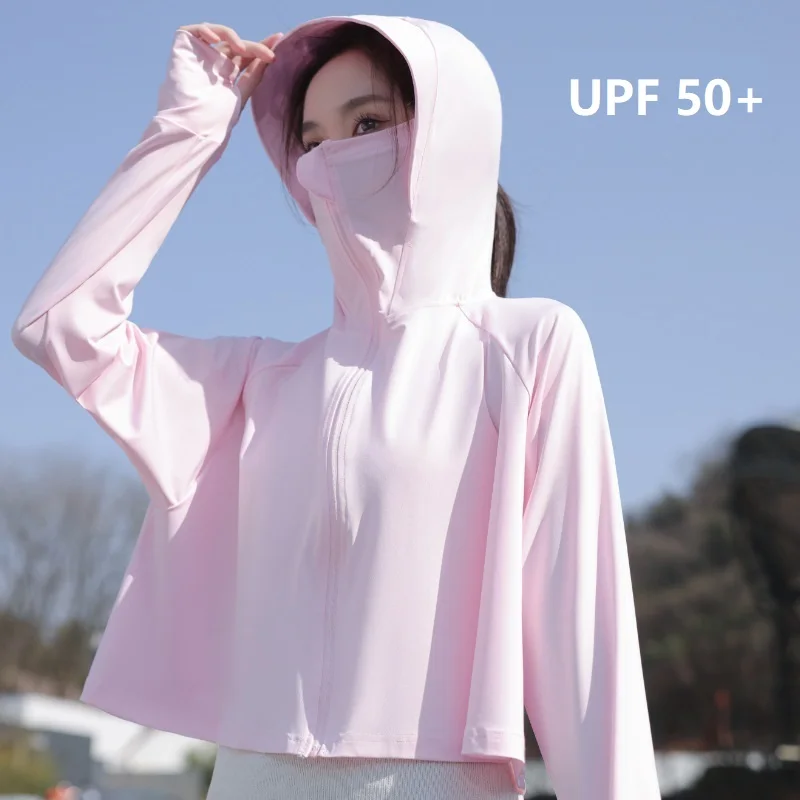 

Women Sunscreen Clothing Cape Style UPF 50+ Sun UV Protection Big Brim Thin Soft High-Elasticity Hiking Jacket for Summer