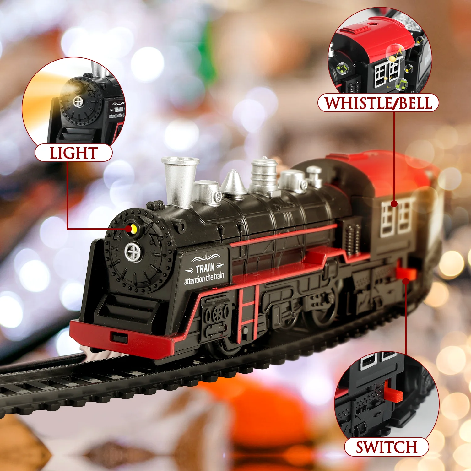 1Set Electric Train Track Set with Sound Retro Simulation Rail Car Model Children Railway Toys Kids Christmas Gift