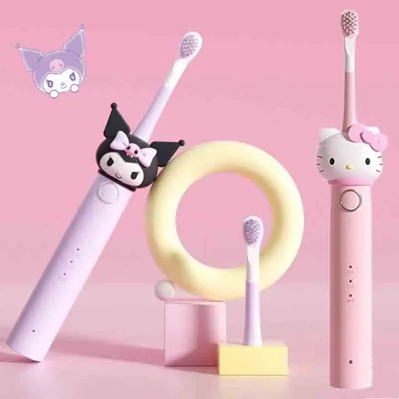 Kawaii Hello Kitty Sanrio Kuromi Electric Toothbrush for Adult Children Teeth Cleaner Rechargeable Toothbrush Care Teeth Brush