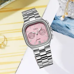 GEDI Quartz Wristwatches Women Watches Reloj Fashion French Pink Classic Calendar Square Watch ALLOY Luxury Business Vintage