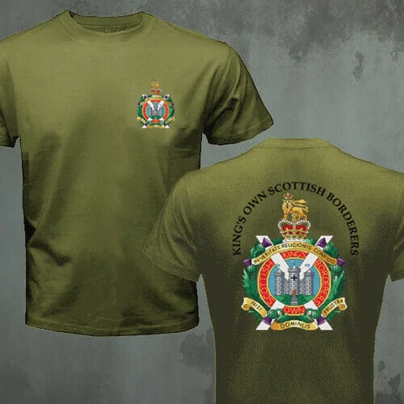 King's Own Scottish Borderers. British Army Infantry T-Shirt 100% Cotton O-Neck Short Sleeve Summer Casual Mens T-shirt