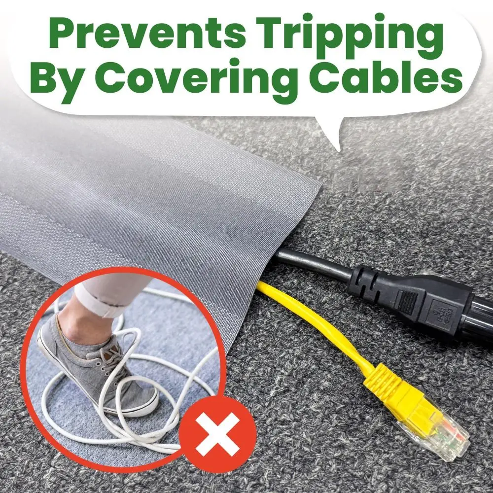 Sleek Prevent Tripping Carpet Cord Cover Keep Neat Easy to Use Floor Wire Protector DIY Cord Management for Office Home