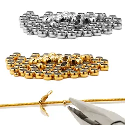 Bouchon de boule en acier inoxydable à sertir, 200 pièces, 100 pièces, perles d'espacement de positionnement pour bricolage, fabrication de bijoux, Bracelets et colliers