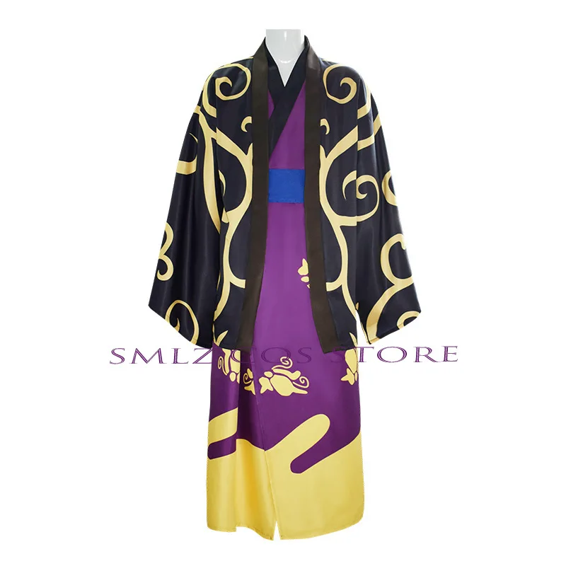 Free Shipping Anime Cosplay GinTama Costume Shinsuke Takasugi Cosplay Uniform Kimono Cloak Wig Set Halloween Party for Woman Men