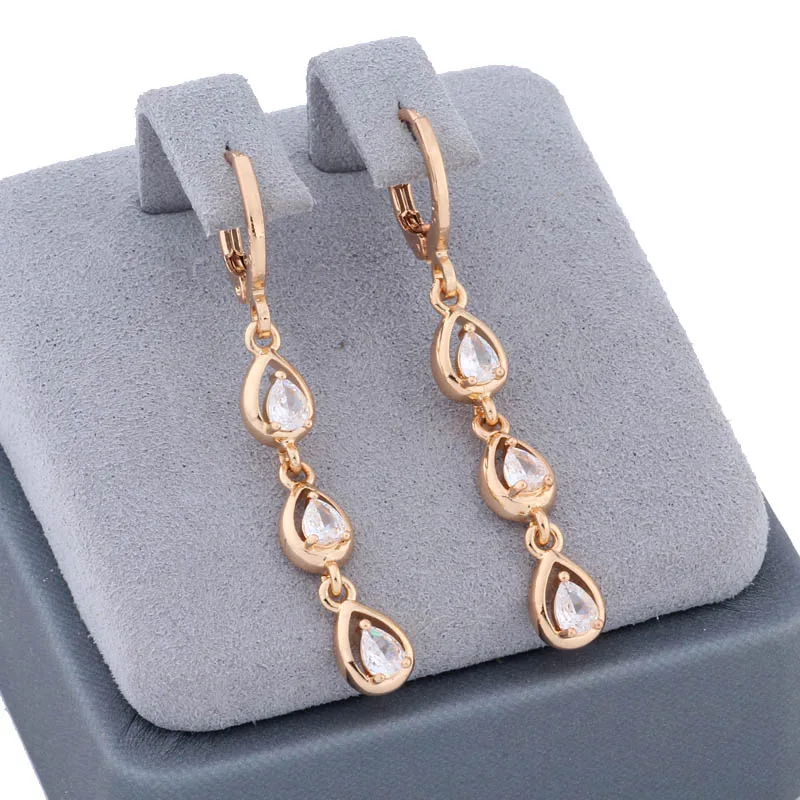 New Original Design Shiny White Natural Zircon Drop Earrings For Women Fashion Gold Color Fall Daily Fashion Jewelry