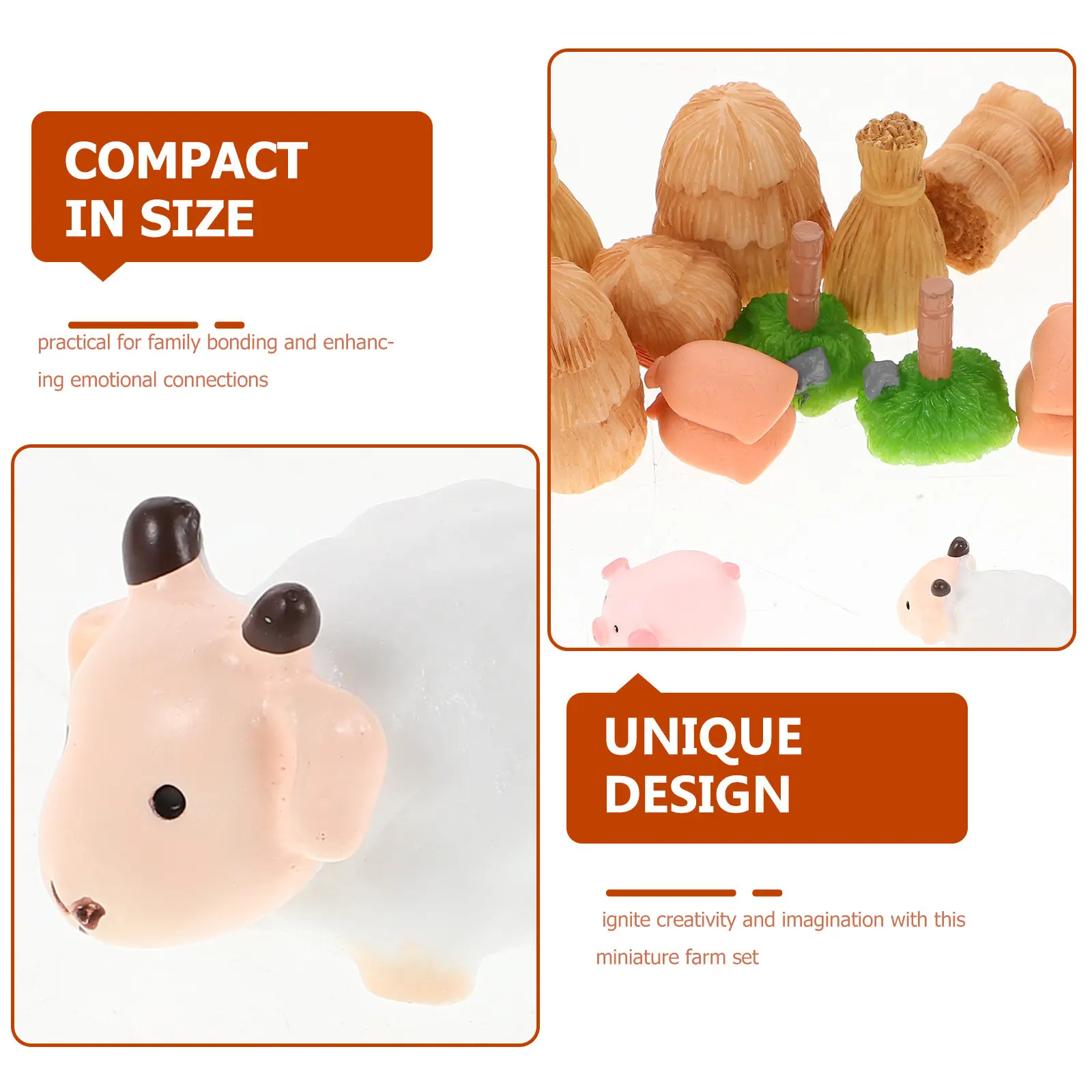 Miniature Farm Micro Landscape Set Creative Tiny Animal Figures Mini Haystacks Granaries DIY Fairy Garden Accessories Small