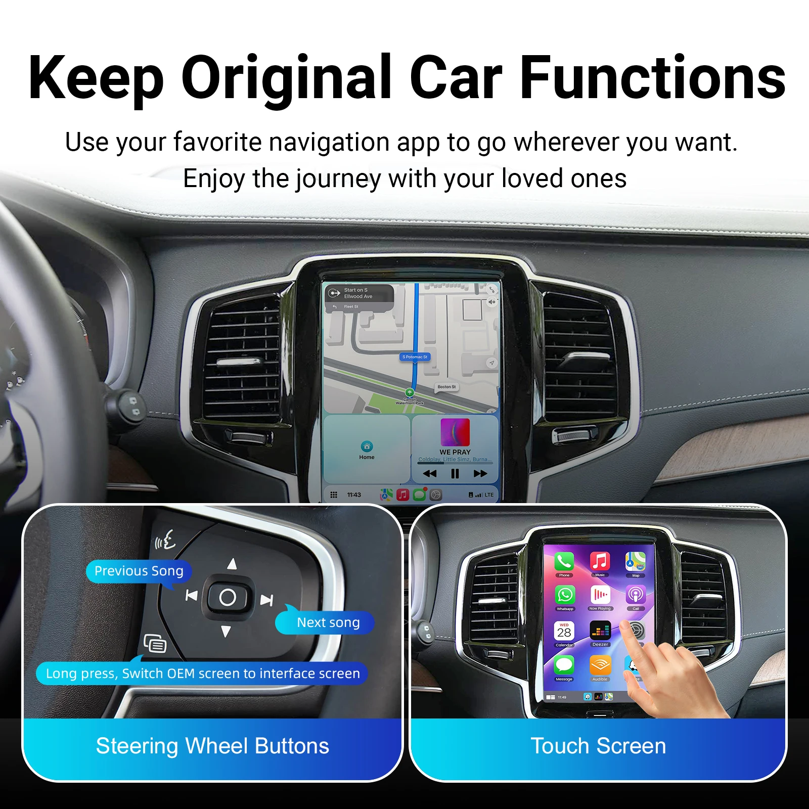 Picture 7: OEM Screen Upgrade Decoder Box Wireless CarPlay Android Auto Retrofit Kit Interface for Volvo V60 V90 S60 XC40 XC60 XC90 S60 S90