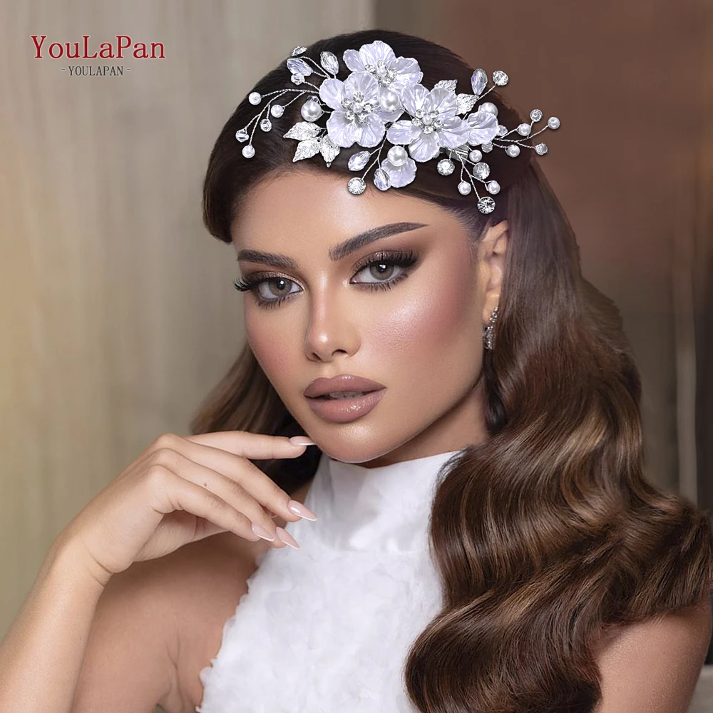 

TOPQUEEN Flower Pearl Crystal Hair Clip Wedding Headpiece Bride Headbands Women Dancing Party Hair Accessories HP762