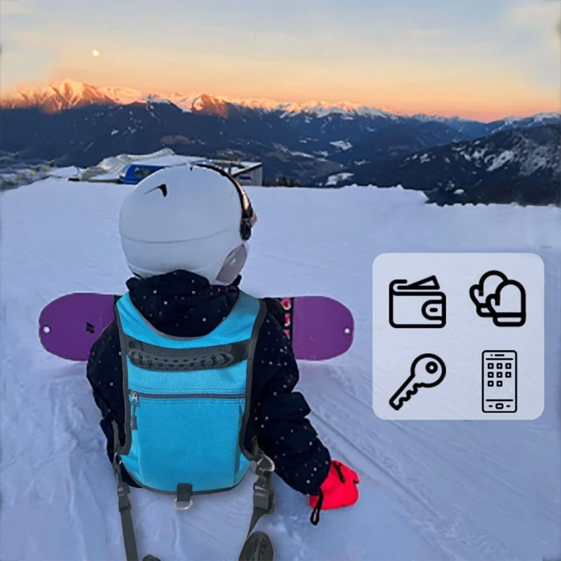 Arnês esqui YD61 para crianças, arnês snowboard com mochila assentos ajustáveis, arnês treinamento snowboard