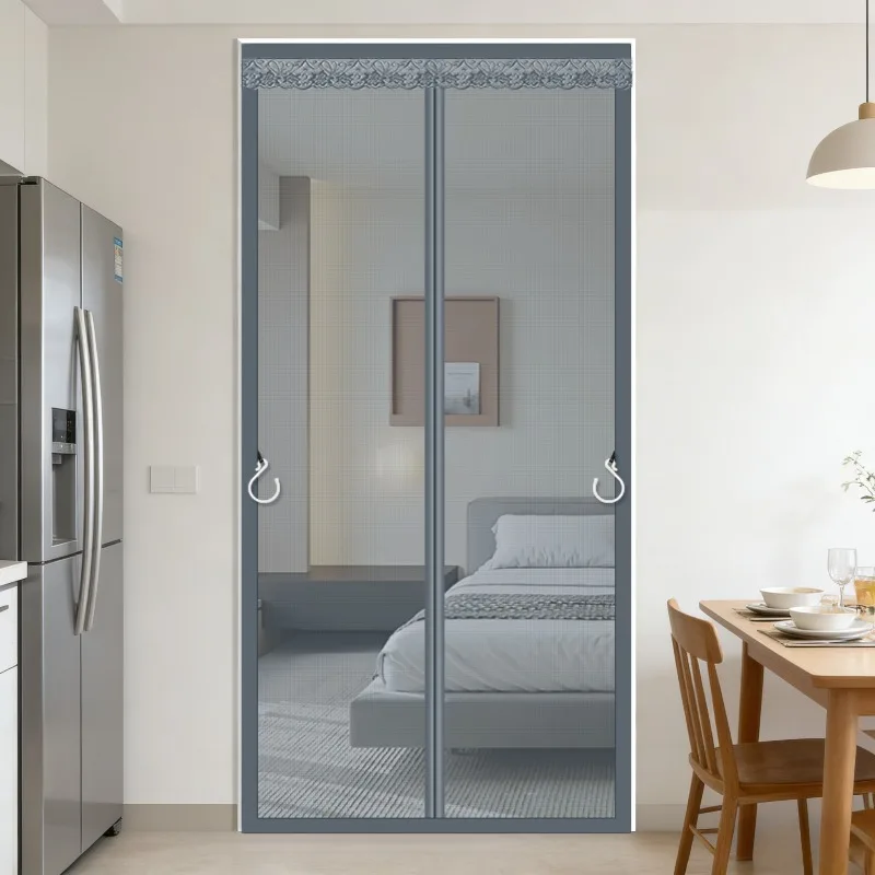 Magnetic Screen Door,Mesh Mosquito Net Curtain, Self Sealing Mesh Curtain with Lace Top, Easy Install for Bedroom Balcony Door