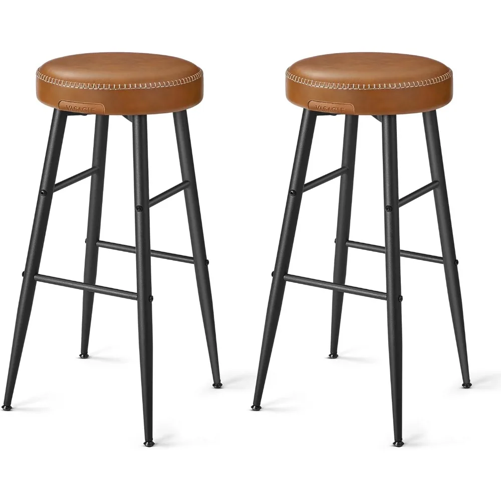 

Collection - Bar Stools Set of 2, Bar Height Bar Stools, Kitchen Counter Stools, Mid-Century Modern Backless Counter Stool