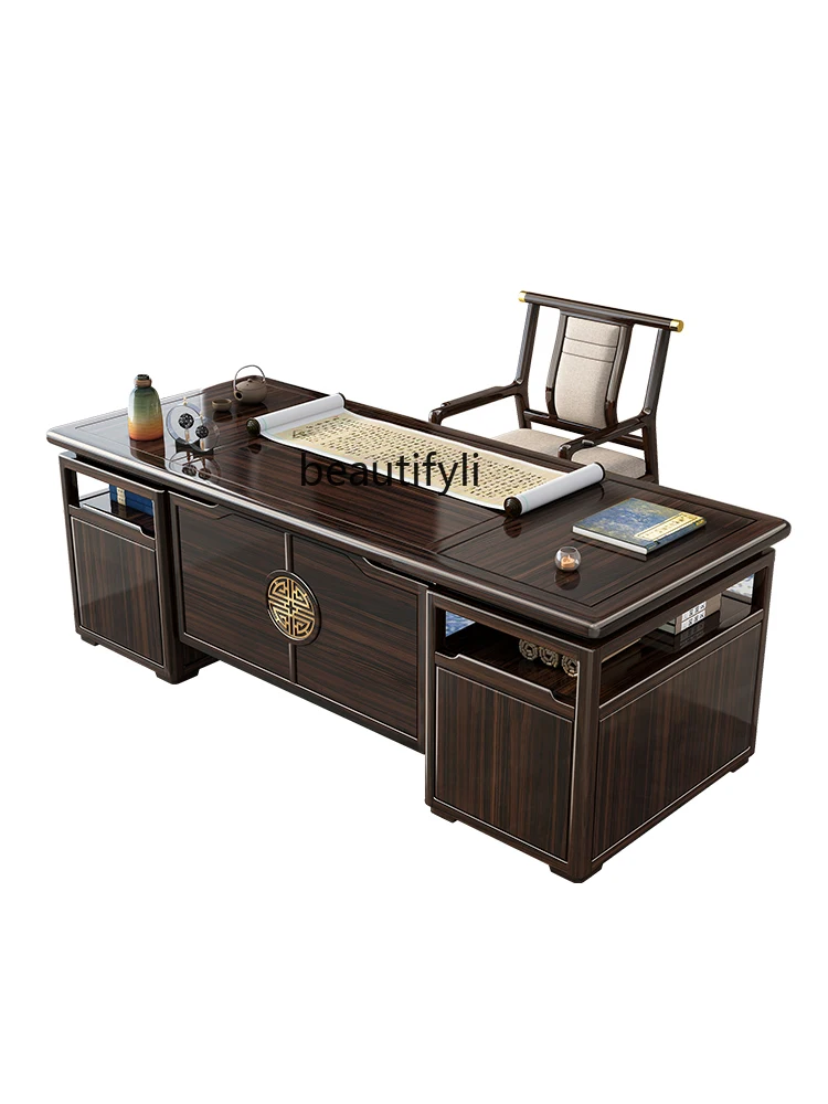 Ugyen Wood Solid Wood Simple Modern President Office Work Executive Desk Storage Desk