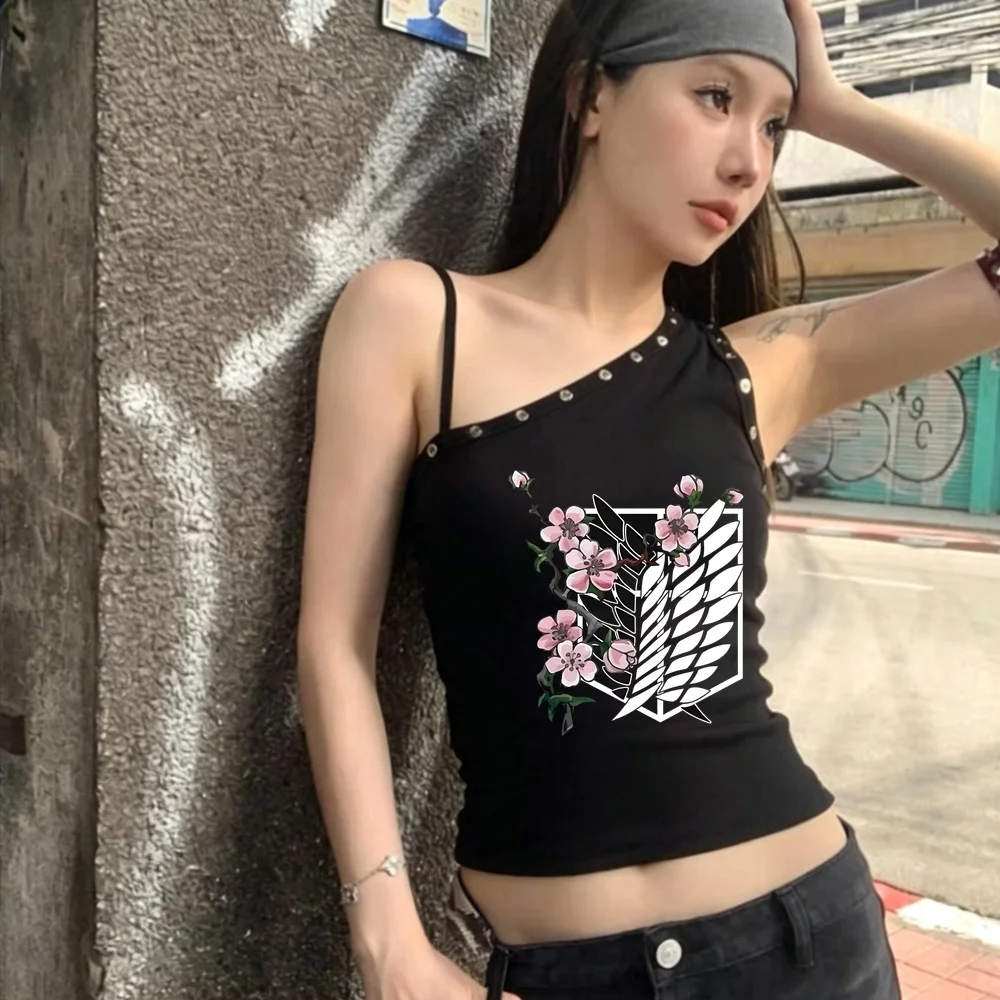 Attack on Titan crop top shoujo korean fashion dollette baddie harajuku shirt y2k vintage streetwear funny