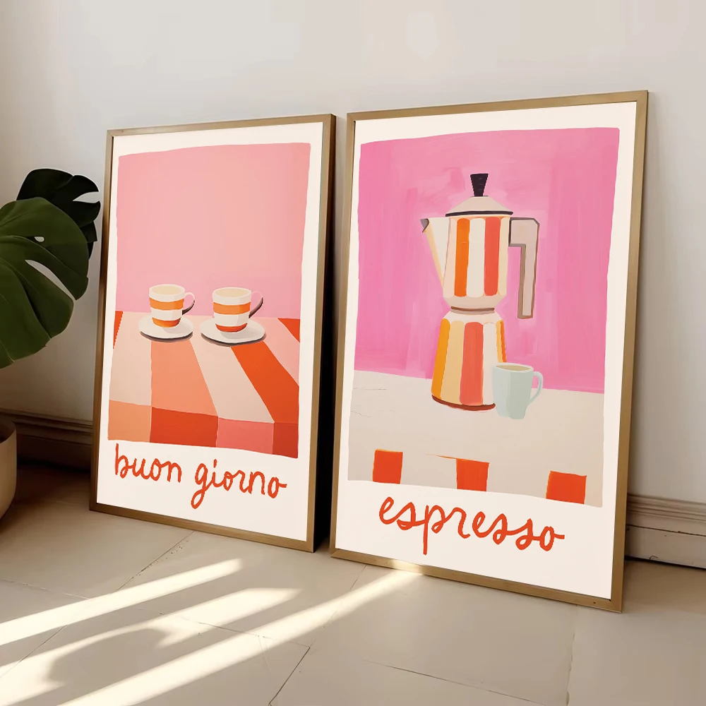 Italian Espresso Coffee Moka Pot Canvas Painting Posters and Prints Wall Art Pictures for Cafe Living Room Kitchen Home Decor