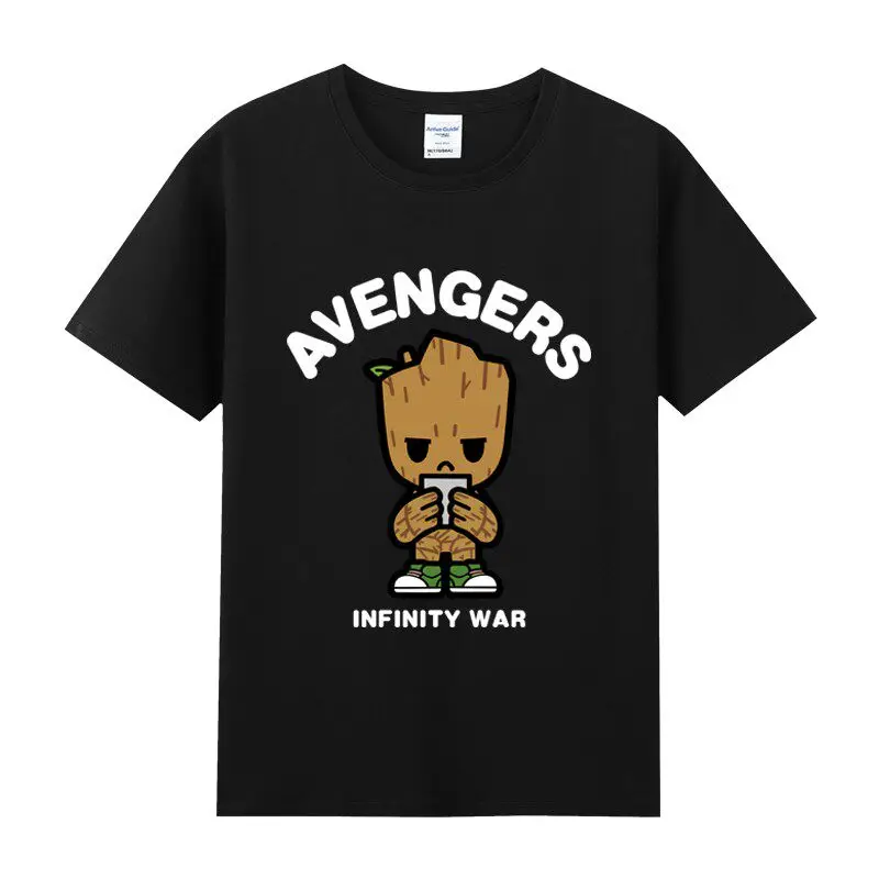 

Летняя одежда для родителей и детей, детская футболка с принтом героев Marvel и Мстителей, мужской и женский топ из чистого хлопка с принтом