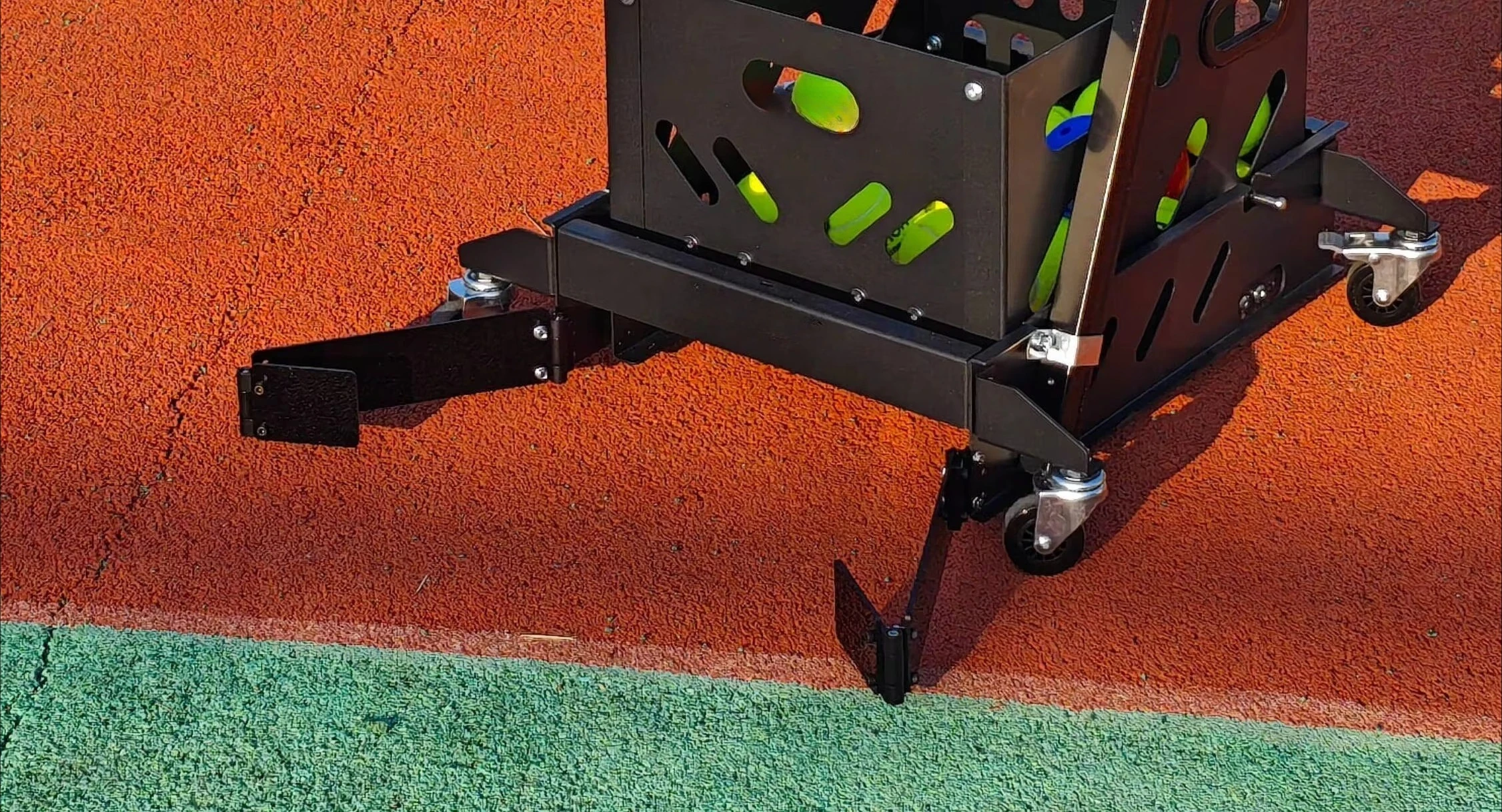 RoboTenni BC7 Pro Ball Collector & Picker for Tennis & Pickleball with Foldable Handle Adjustable Height Four Caster Wheels