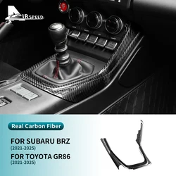 Real Hard Carbon Fiber For Subaru BRZ Toyota GR86 2021 2022 2023 2024 2025 LHD Car Center Console Panel Gear Cover Accessories