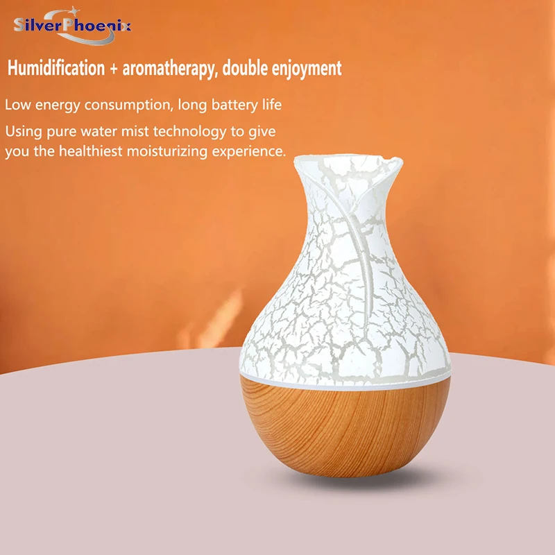 

Светодиодный увлажнитель воздуха в форме вазы, диффузор эфирного масла для ароматерапии, очиститель воздуха 150 мл, 7 цветов изменения