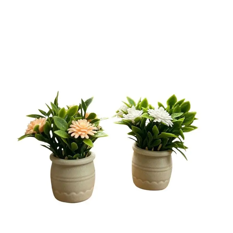 1Pcs Miniature Gypsophila Potted Plant For Model House Living Room Decoration Mini Landscape Crafts