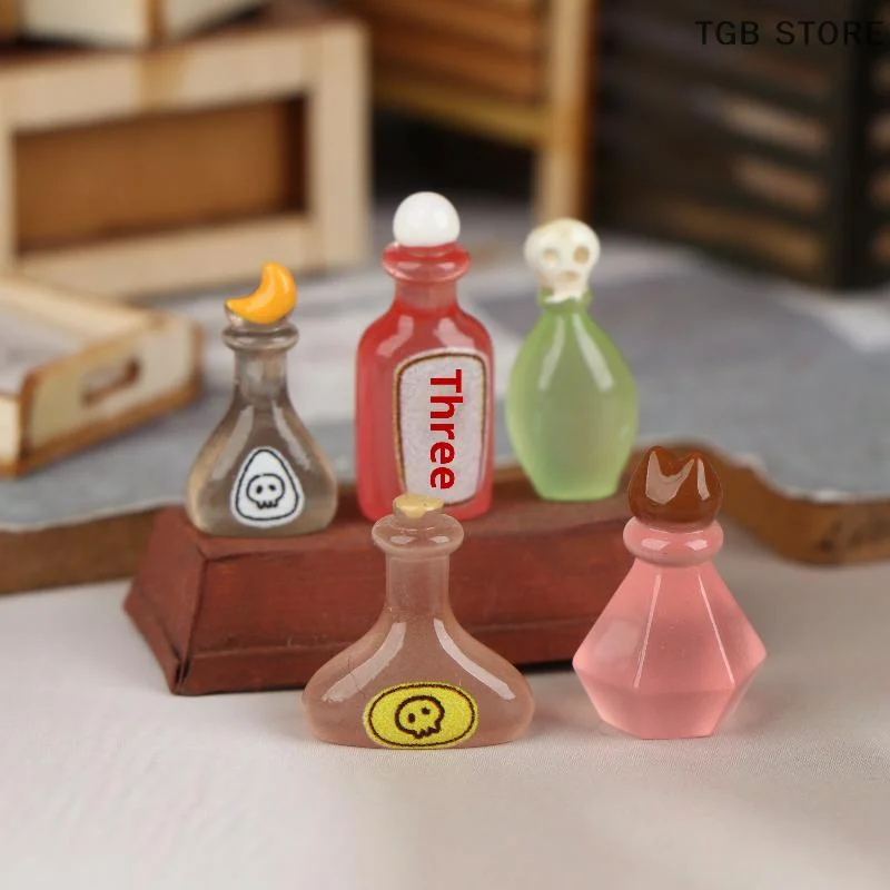 5Pcs Miniature Vintage Magic Bottle Decoration Ornaments Dollhouse Magic Scene Accessories Party Favors & Holiday Gifts