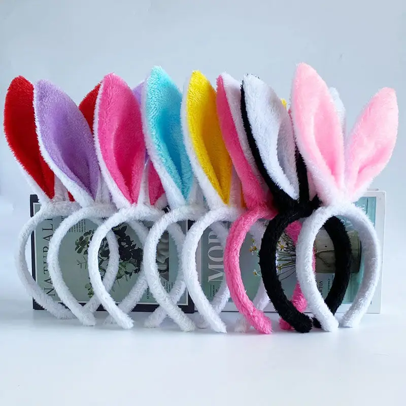 Cute Easter Adult Plush Bunny Ears Hairband Soft Rabbit Ears Headband for Women Girls Dress Costume Hair Hoops Hair Accessories