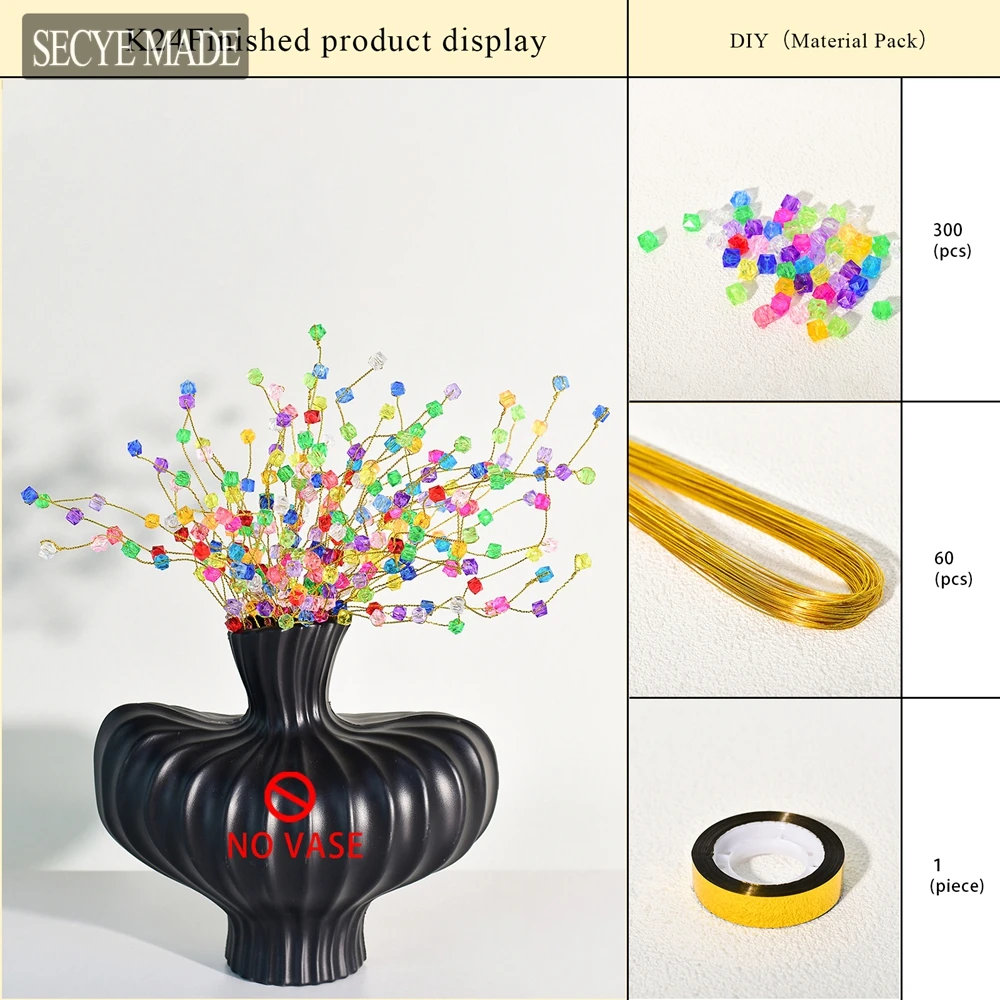 

Modern Handmade Home Wedding Decoration Diy Crystal Handicraft Material Package Candy Colored Crystal Bead Flower Branches K24