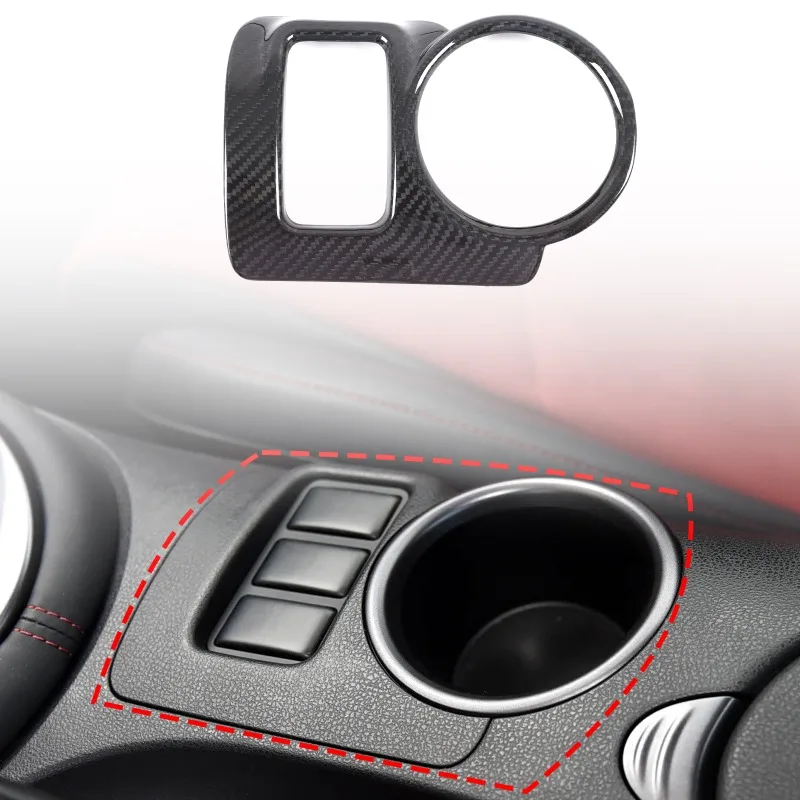 Real Carbon Fiber For 2009-2020 Nissan 370Z (Z34) Center Console Cup Holder Frame Cover Trim Car Interior  Accessories