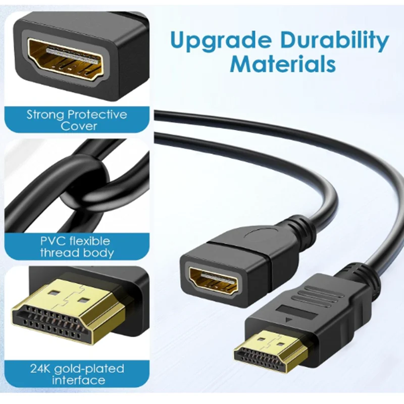 15cm HDMI-compatible Cable M/F  Male to Female 90 Degree Right Angled 1.4v HD Extended Cable for HD TV LCD Laptop PS3 Projector