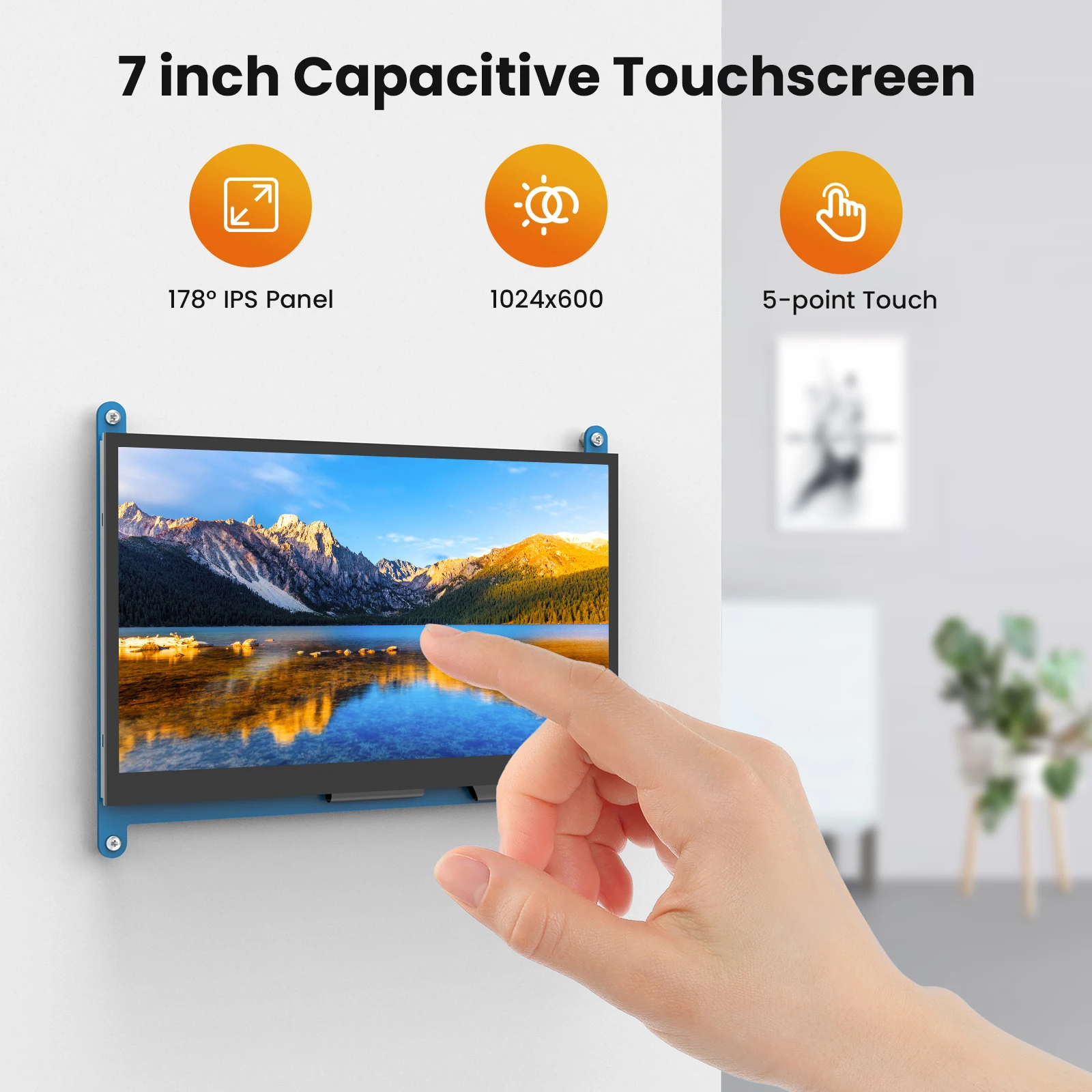 Imagem -02 - Miktver Polegada Monitor Touchscreen Capacitivo 5-pontos 1024x600 hd Ips Display Suporte Raspberry pi b b Mais a Mais Win 10 7