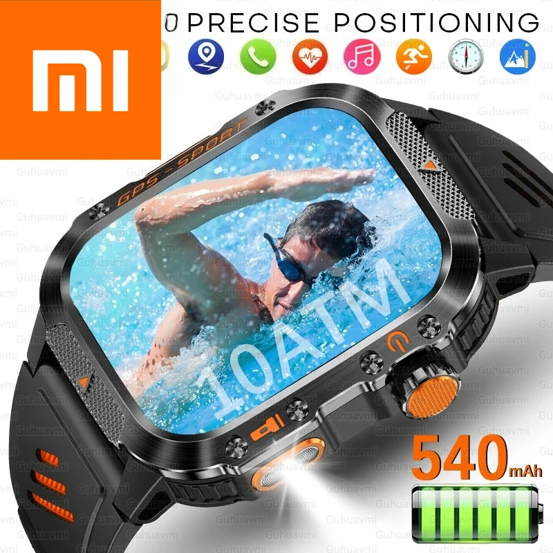 

2026 New Xiaomi Military Grade Outdoor GPS Smart Watch Men Compass Heart Rate BT Call LED Flashlight 10ATM Waterproof Smartwatch