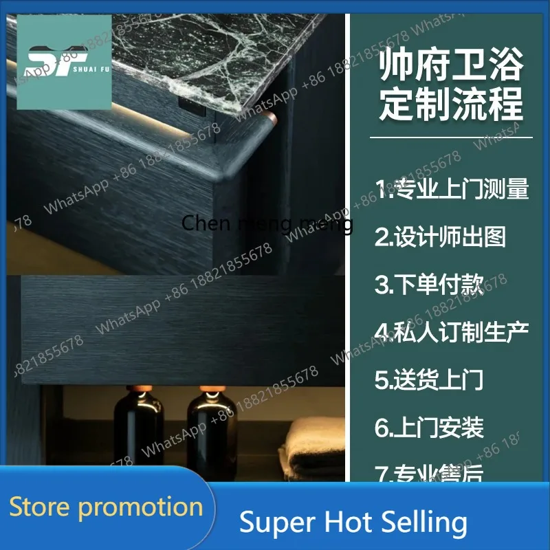 

A17 Green luxury stone bathroom cabinet combination bathroom wash sink washbasin solid wood paint