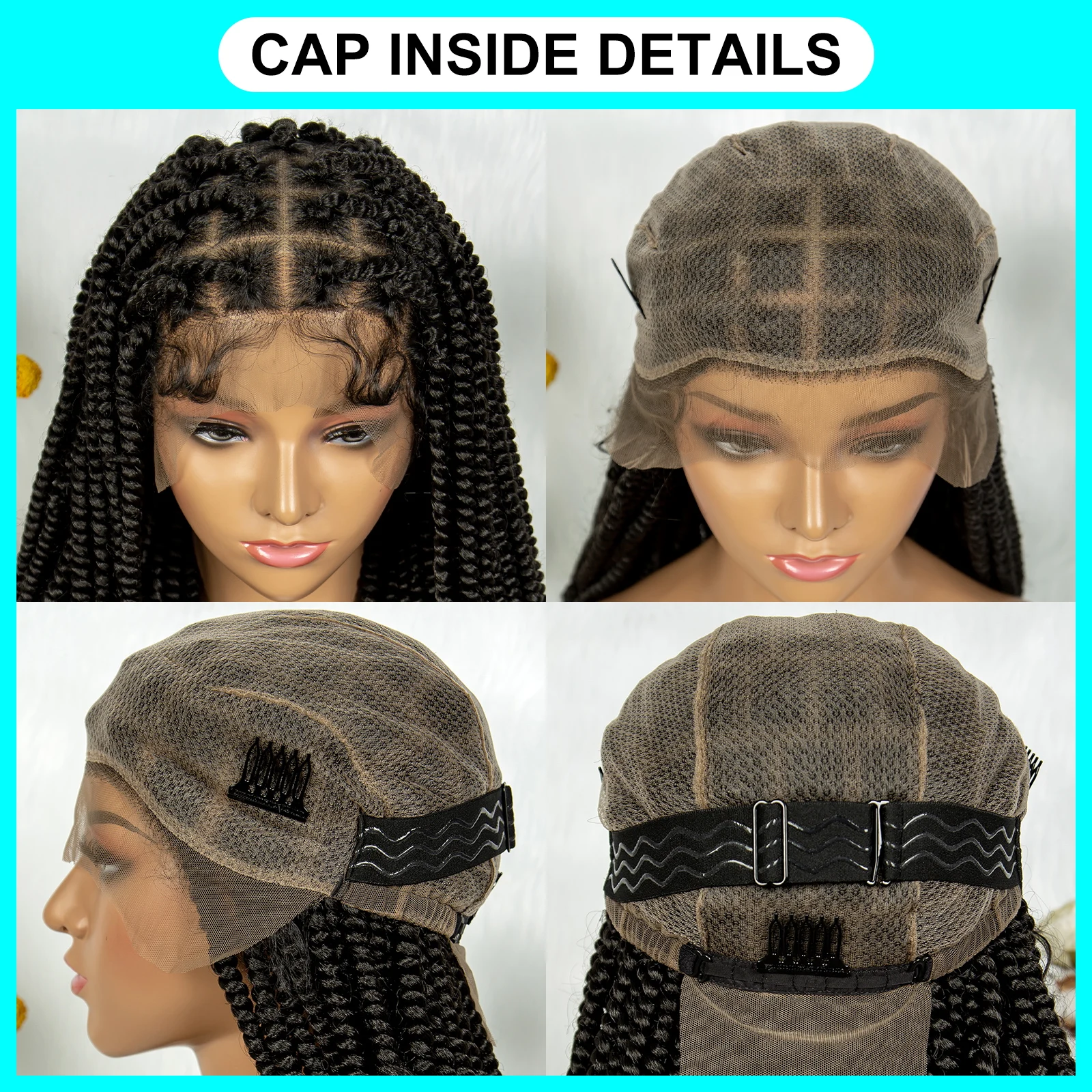 Kima Synthetic Short Box Braided Wigs Twist Braids Bantu tips  Full Lace Wigs Crochet Twist With Baby Hair for Black Women