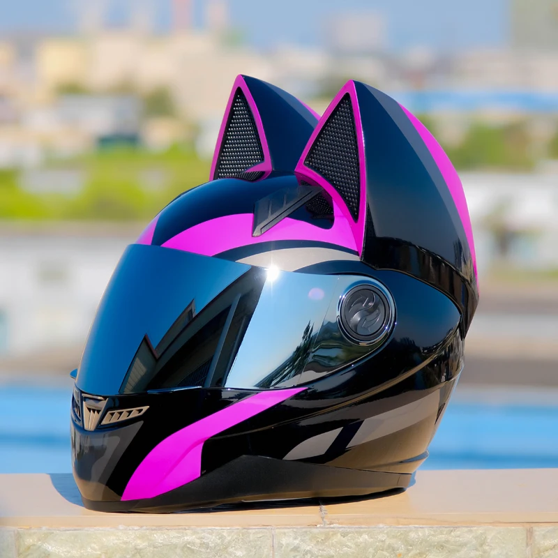 DOT Approved Original NITRINOS Purple Black Cat Helmet Full Face Men Motocross Safety Helmet Women Motorcycle Lovely Helmet