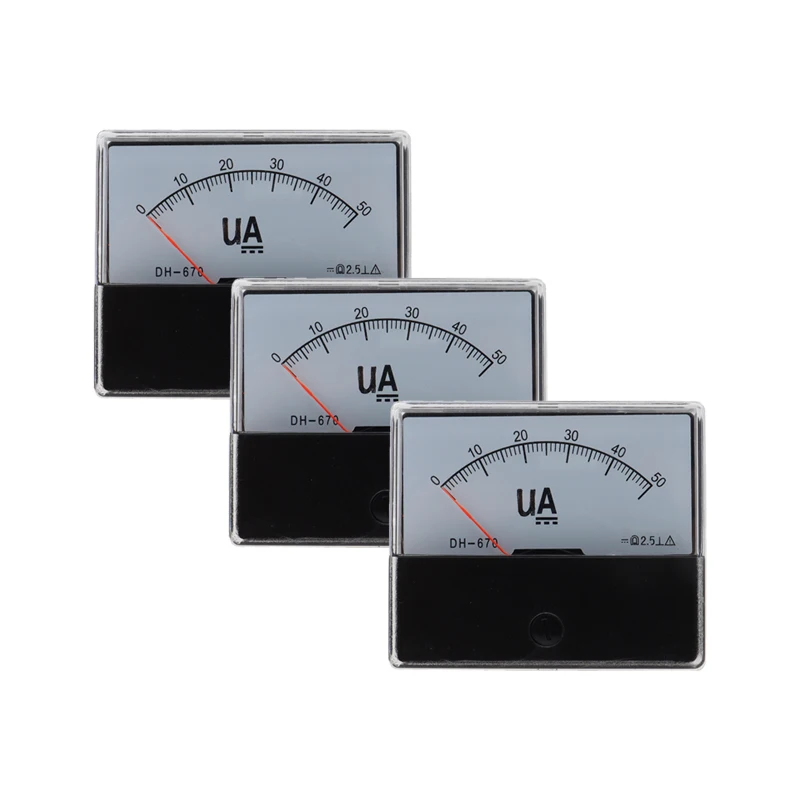 DH-670 DC uA Analog Microammeter Panel Ampere Meter Current Meter Current Tester DC 50uA 100uA 200uA 300uA 500uA 1000uA