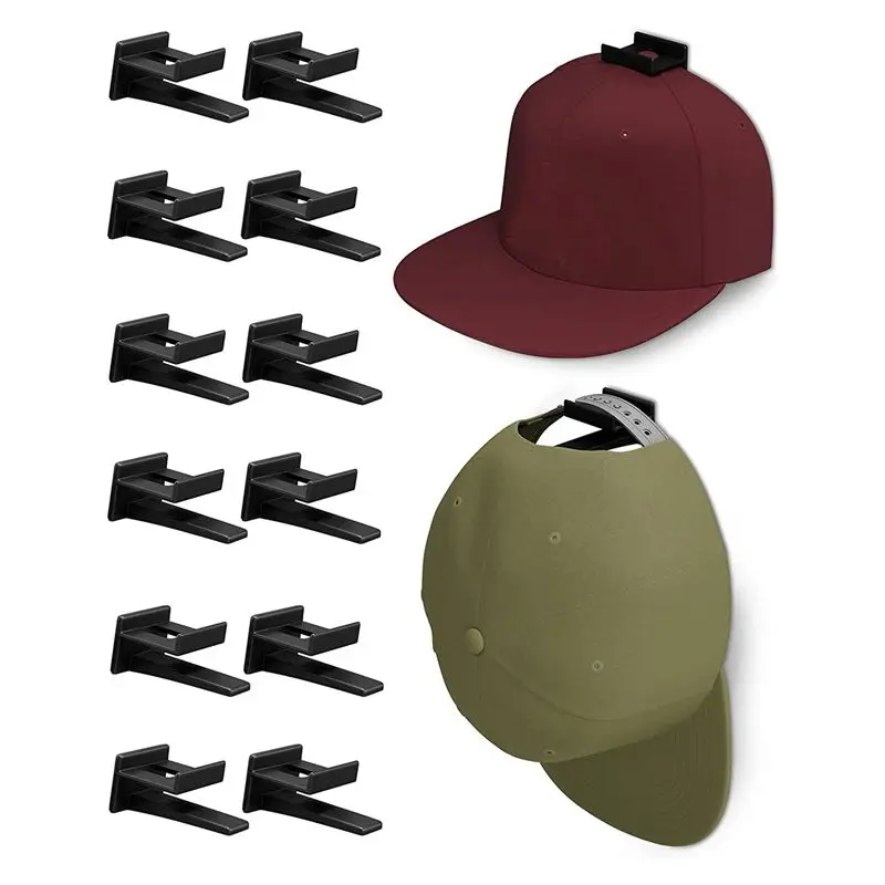 Baseball Cap Hooks Wall Mount Hats Organizer Holders Black ABS hat rack