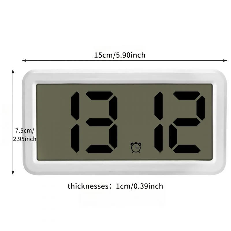 Battery Powered Digital Alarm Clock Time Date Display Snooze Table Clock 12/24H Wall-mounted LCD Clock With CR2032 Battery