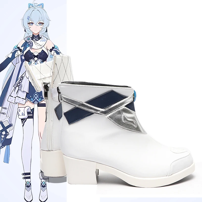 

Honkai Impact cos Shigure Kira Custom Cosplay shoes Cool slim White heels Party short boots