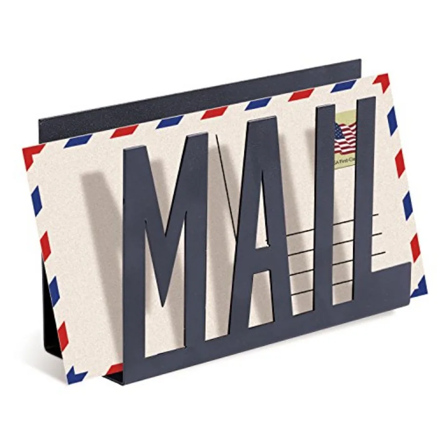 

Mail Holder Organizer Countertop Modern Metal with Cutout MAIL Lettering Design, Office Desktop Envelope and Document Storage R
