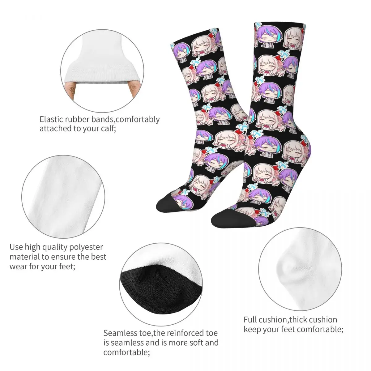 Project Sekai Emu Otori Socks Rui Kamishiro Retro Stockings Winter Non Skid Adults Men Socks Soft Pattern Running Socks