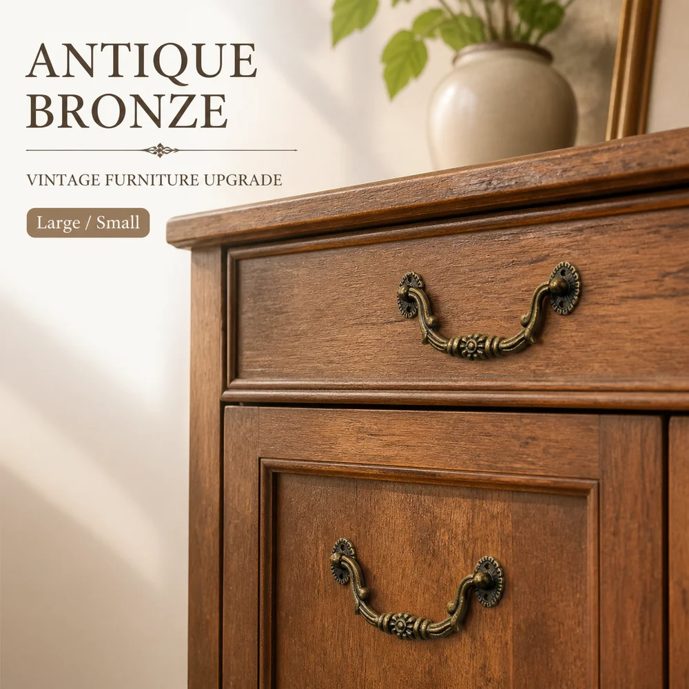Alloy Antique Drawer Pulls Classical Style Antique Bronze Cabinet Handles Arched Handle Decorative Bail Pull Handles