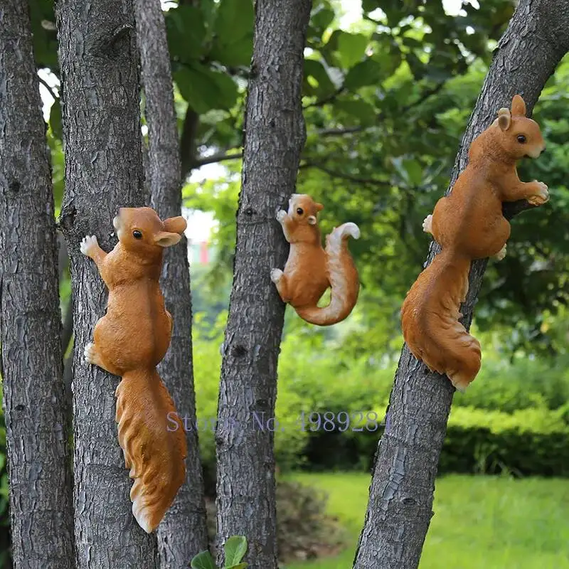 Creative Resin squirrel Garden decoration Home outdoor accessories Simulated animal ornaments fairy garden miniatures