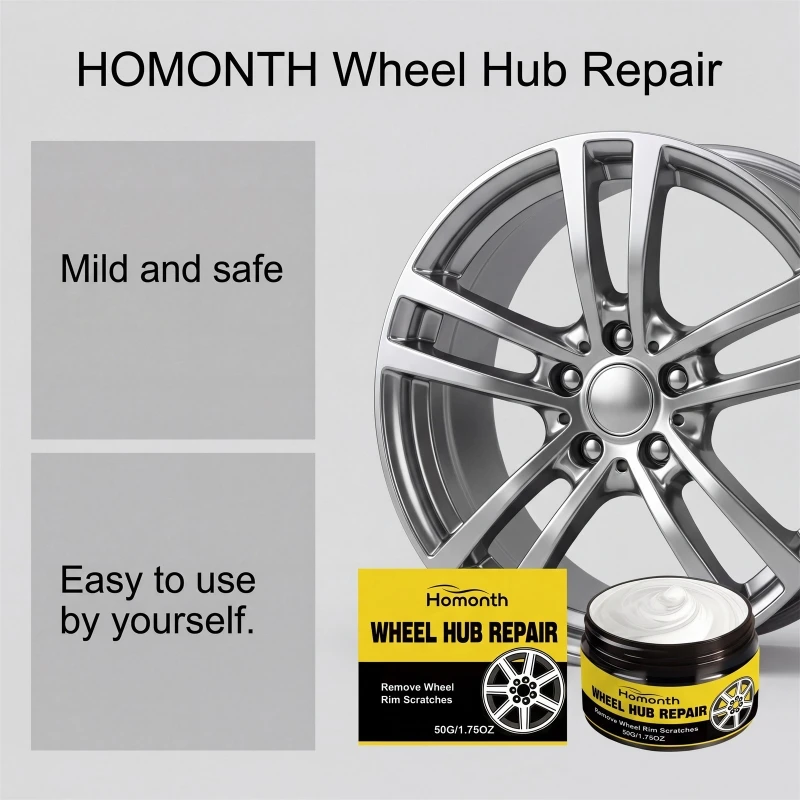 XA6H Wheel Care Paste 50g Jar Tire Polishing Paste for Vehicle Owners, Daily Wheel Appearance Touch Up Cream for Parking Rubs