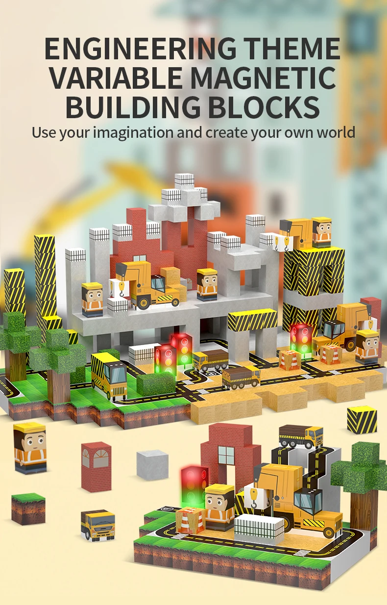 مكعبات بناء مغناطيسية للأطفال 50 قطعة - ألعاب جذعية ذات موضوع هندسي، مجموعة بناء تعليمية