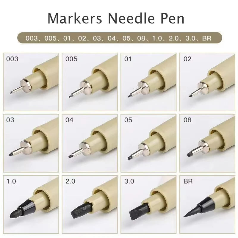 Pigment Liner Micron Pen Marker Set Hook Line Needle Pen Art Manga Outlining Pen for Sketch Soft Brush Stationery Art Supplies