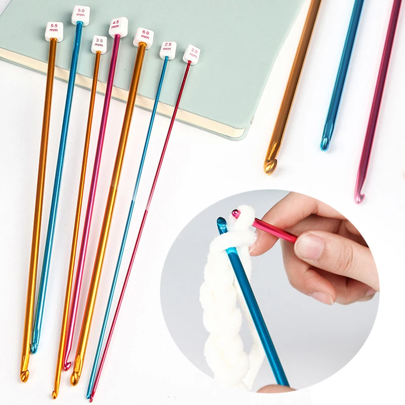 Tunisian Afghan Crochet Hooks 2.0-8.0mm Aluminum Knitting Needles for DIY Hand Weaving Carpet Scarf Sweater Sewing Accessories