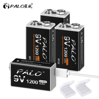 PALO USB 9V Rechargeable Battery 1200mAh Type-C Rechargeable 6F22 9V Li-ion Battery for RC Helicopeter Model Multimeter Toy