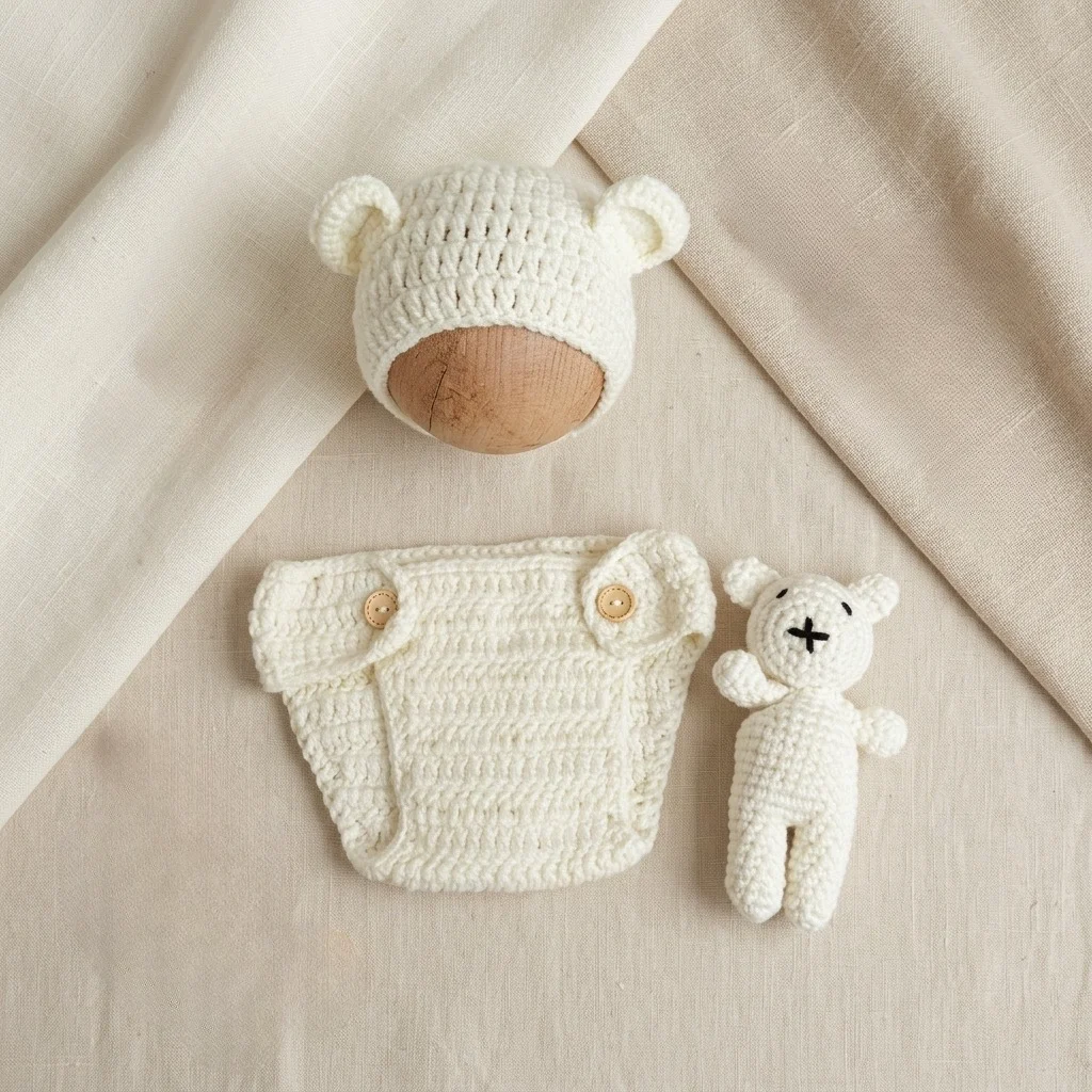 Newborn Baby Bear 3pcs Knit Se - Newborn Gift Set 评论和价格