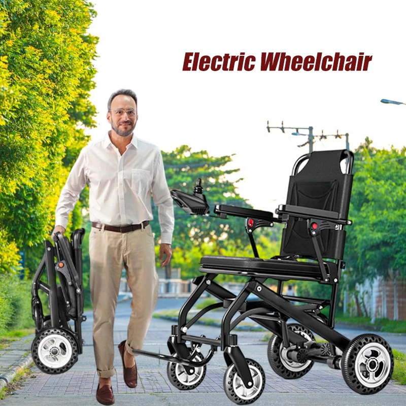 Elektrische rolstoel, opvouwbaar, compact, met joystickbediening voor mindervaliden, ouderen, thuis en op reis.