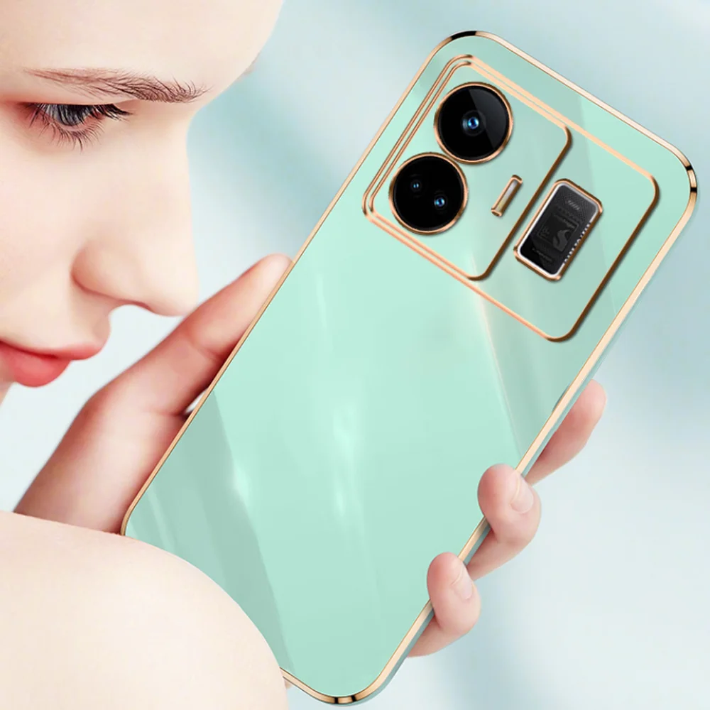 For Realme GT3 Case Realme GT Neo 5 Luxury Square Plating GT Neo5 240W Phone Case RMX3709 RMX3706 RMX3708 Shockproof Back Cover